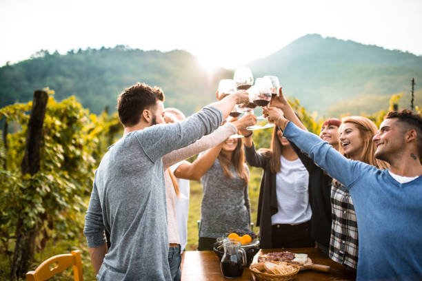 friends doing a wine tasting