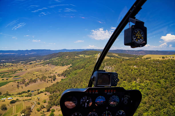 Flying in helicopter