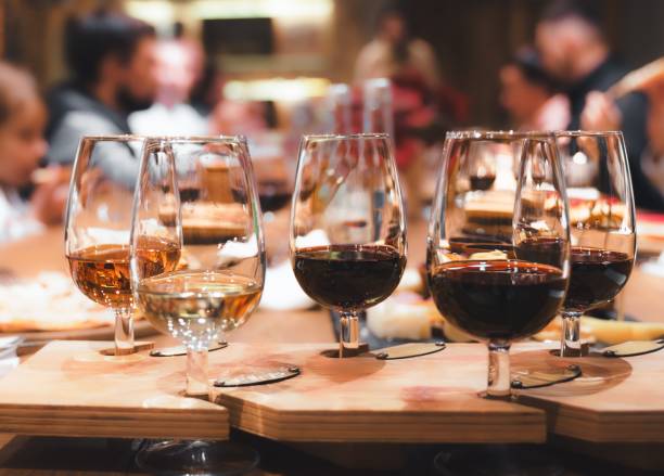 group of people having a team event wine tasting