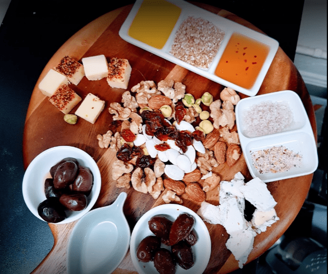 one course meal of gourmet food and dips on boutique wineries